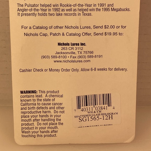 Nichols Lures Pulsator Spinnerbait 1/2oz 24K Gold Plated Shattered Glass NIP‎ - Picture 6 of 6